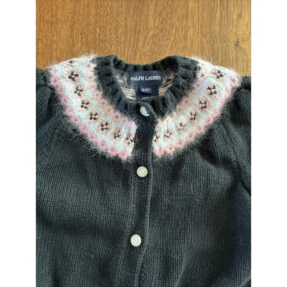 RARE Vintage Ralph Lauren Girls Cardigan‎ 4T 100% Cotton